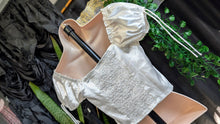 Load image into Gallery viewer, Princess Polly White Satiny Blouson Crop Top sz4/SM
