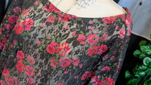 Load image into Gallery viewer, Poof Sheer Lace &amp; Rose Floral Batwing Crop Top MD
