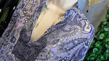 Load image into Gallery viewer, Charter Club Purple Paisley Sheer Blouse sz2/SM
