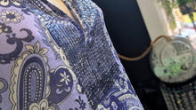 Load image into Gallery viewer, Charter Club Purple Paisley Sheer Blouse sz2/SM
