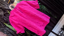 Load image into Gallery viewer, LOFT Pink Ruffle Cotton Blouse SM
