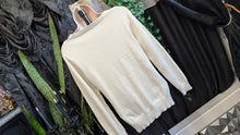 Load image into Gallery viewer, Ny Collection Ivory Pearl Collar Sweater SM
