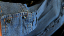 Load image into Gallery viewer, Express Ruffle Denim Button Blouse XS
