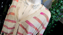 Load image into Gallery viewer, LOFT Pink &amp; Tan Collegiate Cardigan MD
