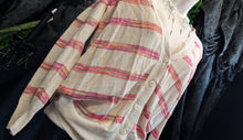 Load image into Gallery viewer, LOFT Pink &amp; Tan Collegiate Cardigan MD
