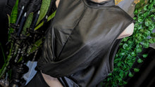 Load image into Gallery viewer, Shein Black Pu Leather Crop Top &amp; Shorts 1X
