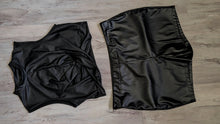 Load image into Gallery viewer, Shein Black Pu Leather Crop Top &amp; Shorts 1X

