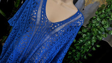 Load image into Gallery viewer, Blue Crochet Beach Cover Up O/S
