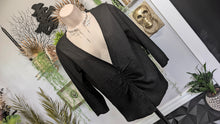 Load image into Gallery viewer, Ab Studio Black Shimmer Cardigan Sweater LG
