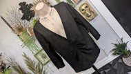 Ab Studio Black Shimmer Cardigan Sweater LG