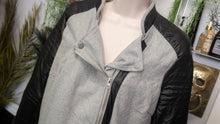 Load image into Gallery viewer, Miss London Faux Leather &amp; Wool Jacket LG *has 3 rips in arms*
