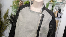 Load image into Gallery viewer, Miss London Faux Leather &amp; Wool Jacket LG *has 3 rips in arms*

