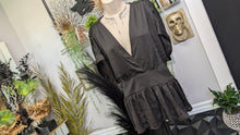 Load image into Gallery viewer, Express Black Belted Cinched Blouse Top LG
