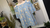 Melloday Farmhouse Floral Blouson Off Shoulder Top MD