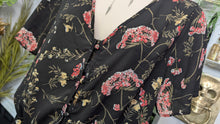 Load image into Gallery viewer, Sienna Sky Black Floral Cinched Blouse Top SM
