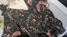 Load image into Gallery viewer, Sienna Sky Black Floral Cinched Blouse Top SM
