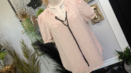 Monteau Los Angeles Dusty Rose Swiss Dot Blouse Top MD