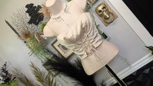 Load image into Gallery viewer, Bitter Sweet Champagne Satiny Corset Crop Top MD
