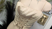Load image into Gallery viewer, Bitter Sweet Champagne Satiny Corset Crop Top MD
