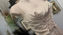 Load image into Gallery viewer, Bitter Sweet Champagne Satiny Corset Crop Top MD
