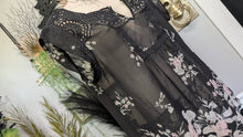 Load image into Gallery viewer, DR2 Black Floral Sheer Embroidery Blouse LG
