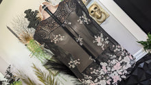 Load image into Gallery viewer, DR2 Black Floral Sheer Embroidery Blouse LG
