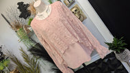 Cupio Dusty Rose Lace Poet Blouse Top LG