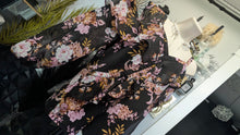 Load image into Gallery viewer, International Concepts Black Floral Open Shoulder Blouse Top LG
