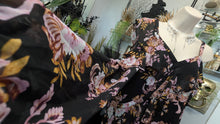 Load image into Gallery viewer, International Concepts Black Floral Open Shoulder Blouse Top LG
