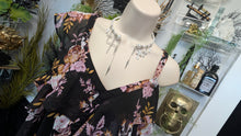 Load image into Gallery viewer, International Concepts Black Floral Open Shoulder Blouse Top LG
