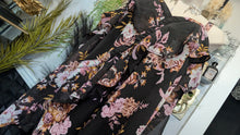 Load image into Gallery viewer, International Concepts Black Floral Open Shoulder Blouse Top LG
