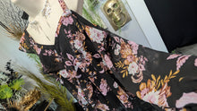 Load image into Gallery viewer, International Concepts Black Floral Open Shoulder Blouse Top LG
