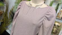 Load image into Gallery viewer, Hudson Gray Lavender Shimmer Rouched Top SM
