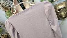 Load image into Gallery viewer, Hudson Gray Lavender Shimmer Rouched Top SM
