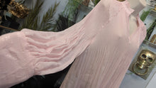 Load image into Gallery viewer, Rye Grass Pink Pleated Sheer Blouse MD
