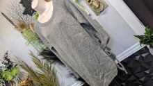Load image into Gallery viewer, Shein Grey Ribbed Side Tie Sweater LG
