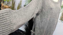 Load image into Gallery viewer, Shein Grey Ribbed Side Tie Sweater LG
