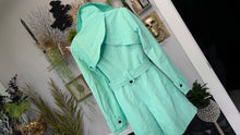 Load image into Gallery viewer, New York and Company Mint Military Trench Coat SM
