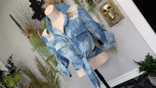 Load image into Gallery viewer, Poetry Denim Print Cotton Embroidery Crop Top MD
