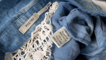 Load image into Gallery viewer, Poetry Denim Print Cotton Embroidery Crop Top MD

