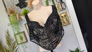 Pretty Little Thing Black Leopard Flocked Print Corset Bra Top sz22/2XL NWT