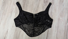 Load image into Gallery viewer, Pretty Little Thing Black Leopard Flocked Print Corset Bra Top sz22/2XL NWT
