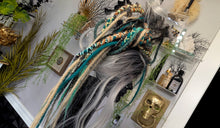 Load image into Gallery viewer, Natural Tan &amp; Teal Dread Lock Hair Bun
