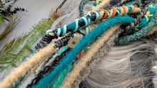 Load image into Gallery viewer, Natural Tan &amp; Teal Dread Lock Hair Bun
