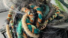 Load image into Gallery viewer, Natural Tan &amp; Teal Dread Lock Hair Bun
