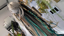 Load image into Gallery viewer, Natural Tan &amp; Teal Dread Lock Hair Bun
