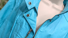 Load image into Gallery viewer, Jessica London Baby Blue Leather Jacket sz14/XL
