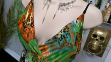 Load image into Gallery viewer, Majora Gold Colorful Accent Maxi Slit Dress MD-LG
