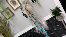 Load image into Gallery viewer, Aqua &amp; Tan Dread Lock Hair Clip Extensions (1pc)
