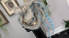 Load image into Gallery viewer, Aqua &amp; Tan Dread Lock Hair Clip Extensions (1pc)
